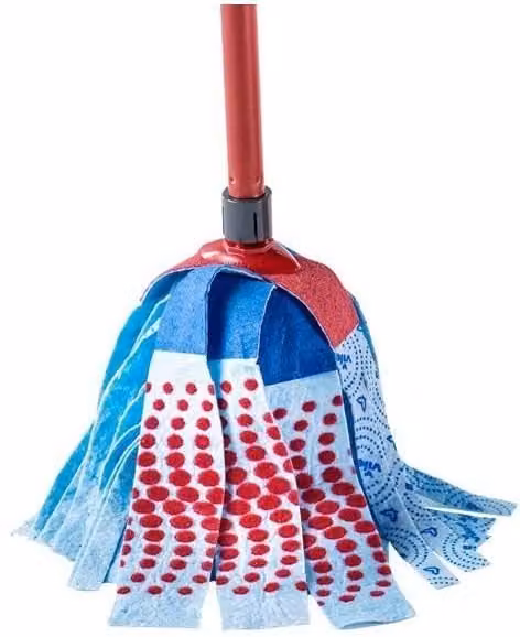 Vileda Supermocio 3action XL Microfibre Mop with Telescopic Handle in Red, Blue and Multicolour