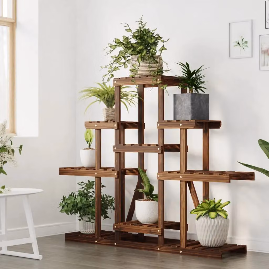 Berkfield Home Retro Solid Wood Flower Stand in Brown, W/D/H: 110 x 25 x 96 cm – 3