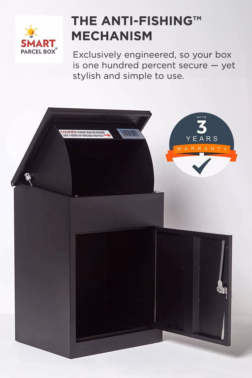 Homescapes Smart Parcel Box Medium Front Access Secure Delivery Box in Black – 3