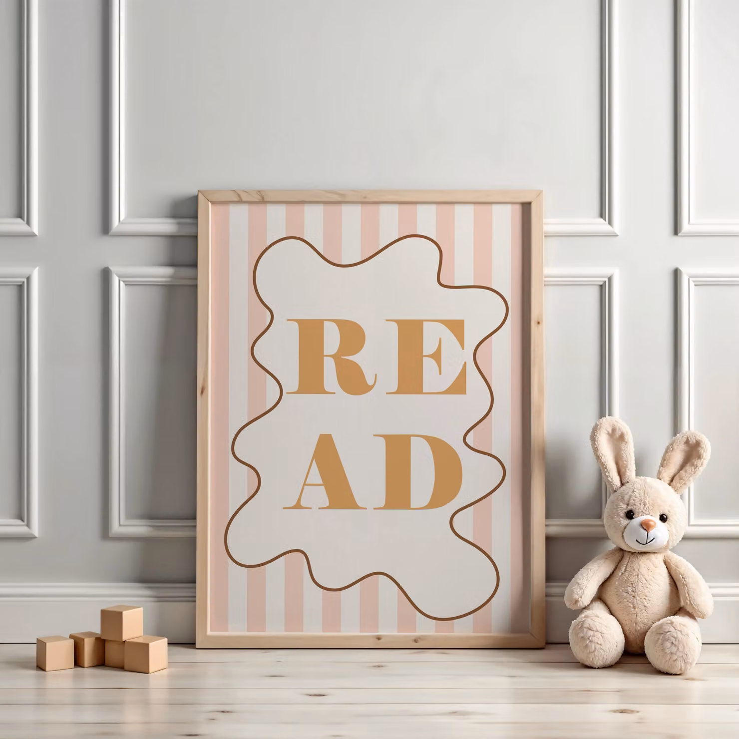 Autumns Corner Read Print Stripy Edition Typography Paper Poster in Olive and Mustard, A3 – 2