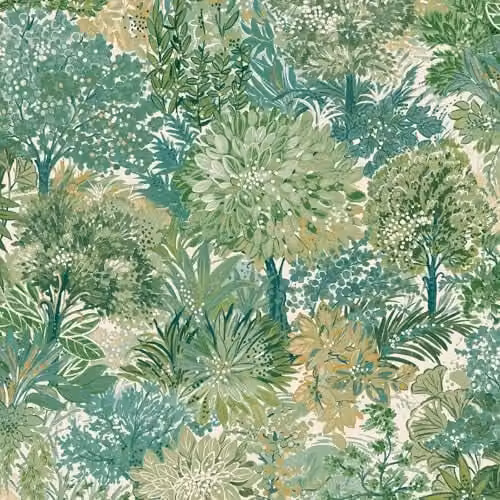 Grandeco Blossom Tree Floral Botanical Textured Wallpaper, Green