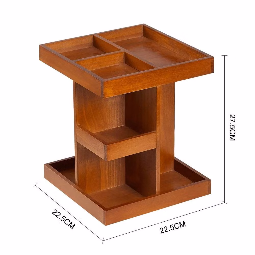 KORVIXA 360 Rotating Wood Cosmetic Makeup Organizer in Brown – 2