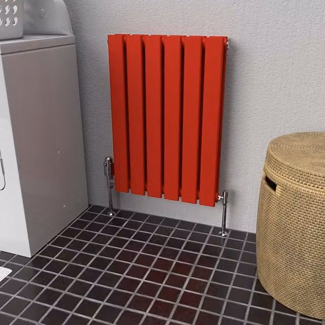 Lux Heat Flat Horizontal Double Steel Radiator in Poppy Red, W: 60 cm, H: 42 cm