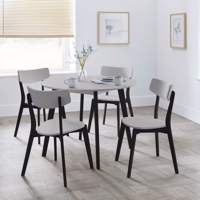 Julian Bowen Casa Round Mid-Century Dining Table in Grey and Black Lacquered Wood