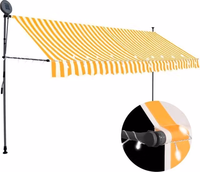 Berkfield Home Manual Retractable Awning with LED, White and Orange, Width: 400 cm