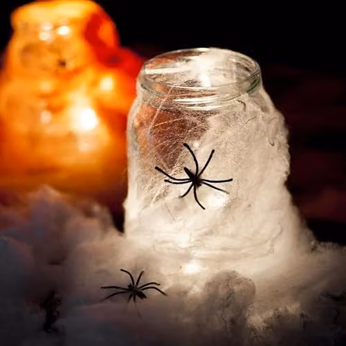 Shatchi 50 Pack White Stretchable Halloween Spider Web Decoration with Spiders – 5