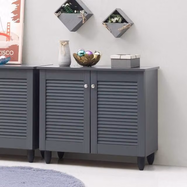 Timber Art Design Modern 2-Door Shoe Storage Cabinet in Matt Dark Grey