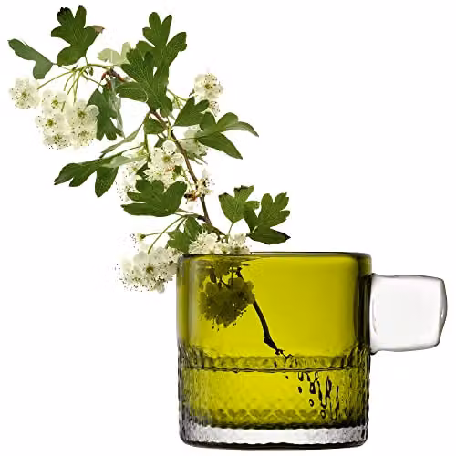 LSA International Glass Tealight Holder with Handle in Green, H: 9 cm – 2