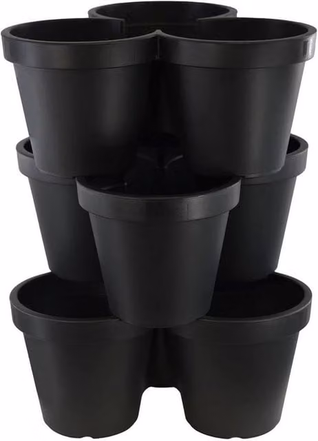 NESTLUNE 3 Layer Stackable Vertical Garden Planter Tub in Black and Anthracite – 1