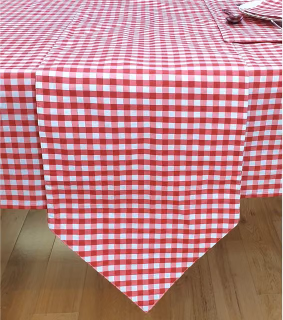 Kitchenwise Gingham Check Table Runner in Cherry Red