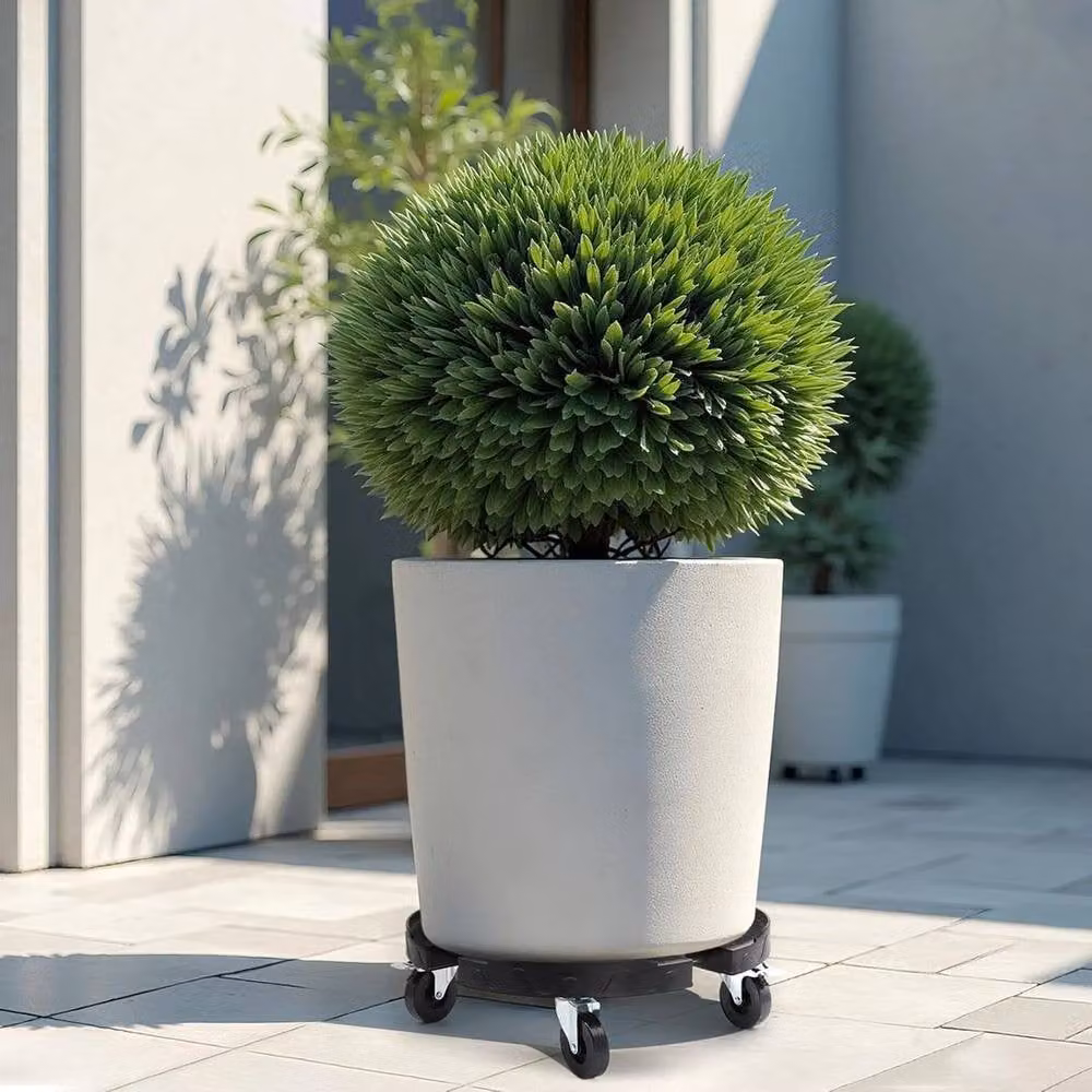 NESTLUNE Heavy Duty Adjustable Plant Caddy with Lockable Wheels in Black – 3