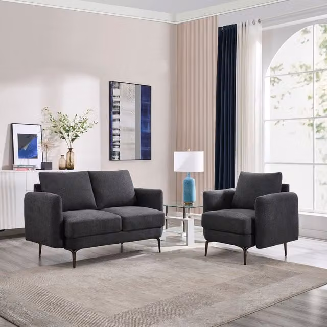 More4Homes Sofia 3-Piece Fabric Sofa Set in Anthracite Grey