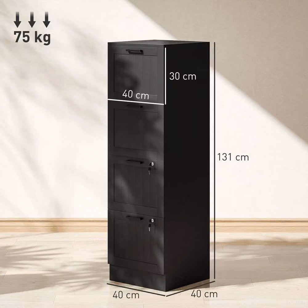 PAWNORA 4 Drawer Lockable File Cabinet in Black – 2