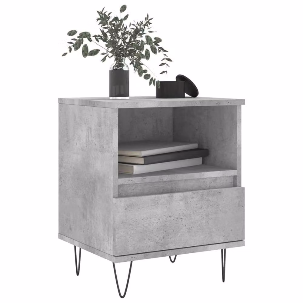 Berkfield Home Set of 2 Modern Bedside Cabinets in Concrete Grey, W/D/H: 40 x 35 x 50 cm – 2