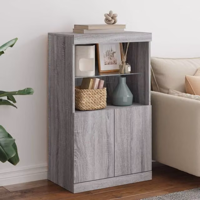 Berkfield Home Modern Sideboard with Integrated LED Lights in Grey Sonoma, W/D/H: 60.5 x 37 x 100 cm – 1