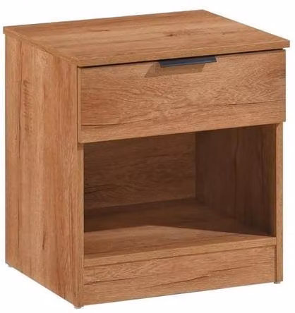 FORGEVIO Chestnut Bedside Table with One Drawer and Open Shelf in Brown