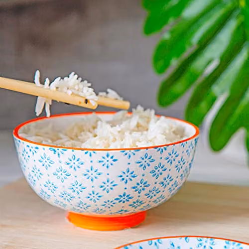 Nicola Spring Floral Stoneware Rice Bowls, Blue, Pack of 6, Diameter: 12 cm – 2
