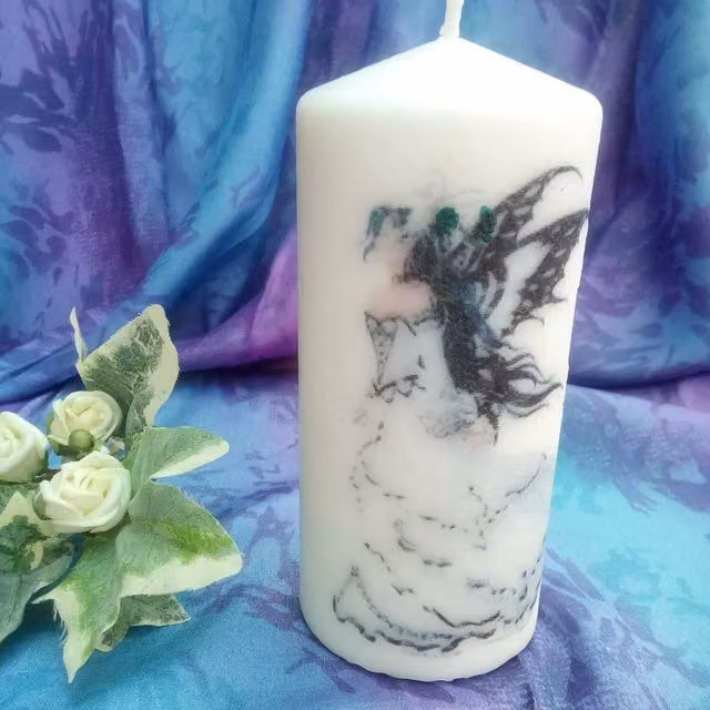 Viki Fairy Pillar Candle, White
