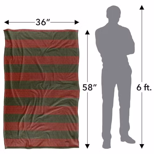 LOGOVISION Nightmare On Elm Street Freddy Sweater Pattern Super Soft Fleece Throw Blanket, Multicolour, W: 91 cm, D: 147 cm – 2