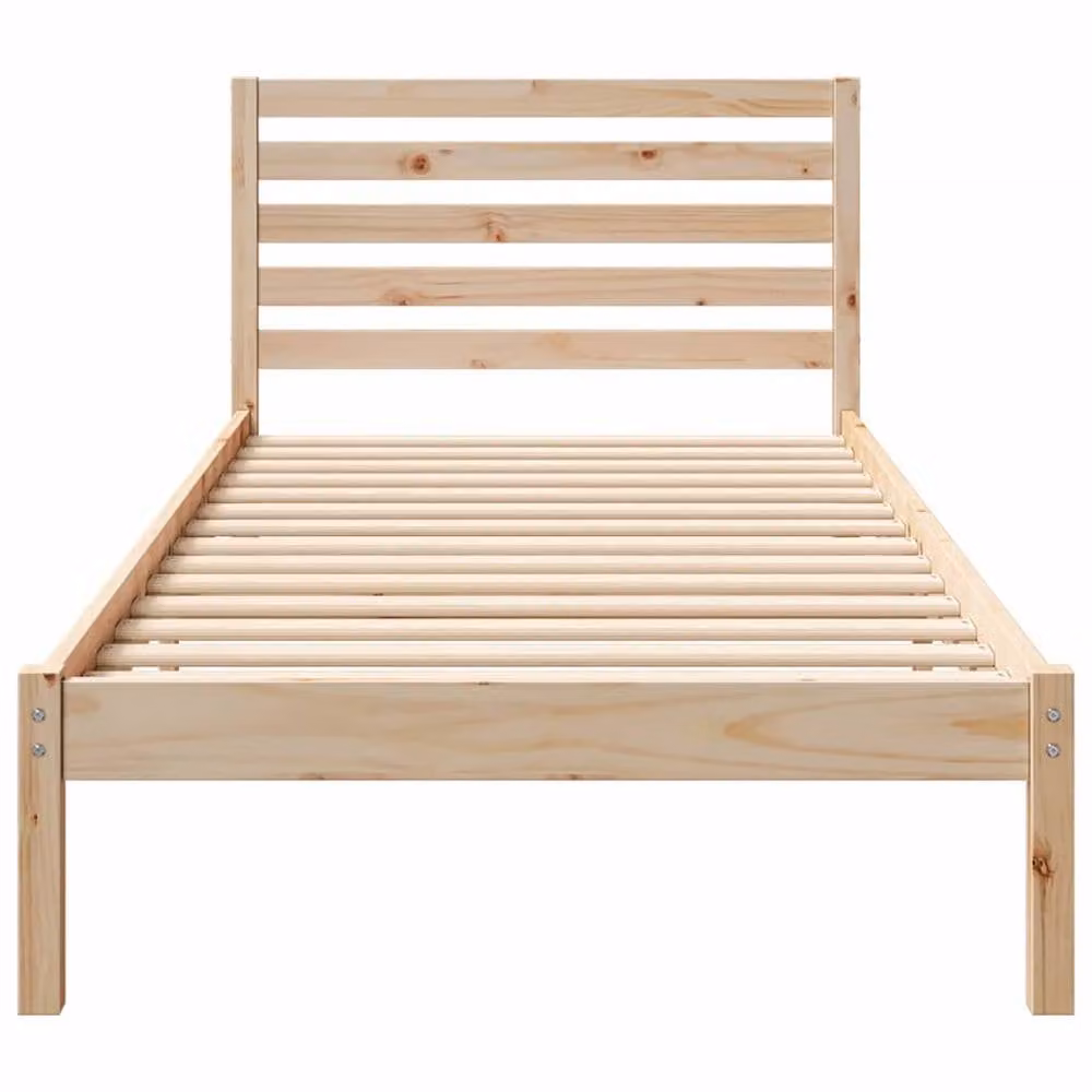 Berkfield Home Solid Pine Wood Bed with Headboard in Brown and Light Beige, W: 80 cm, L: 210 cm – 2