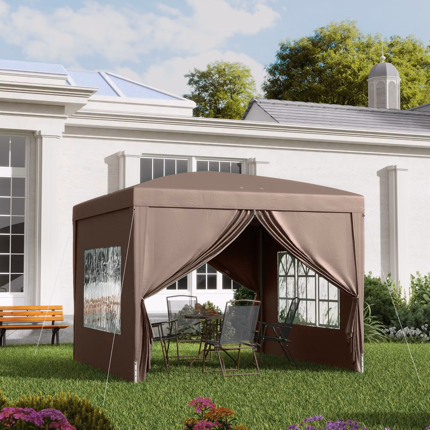 Outsunny Brown Steel Frame Gazebo with Water Resistant Canopy – 2