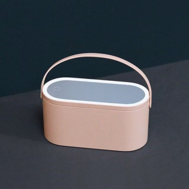 Leaper Creative Portable Handheld Makeup Case and Cosmetic Mirror Organizer in Pink