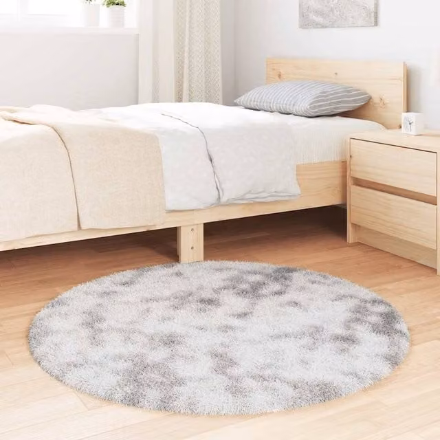 Berkfield Home Navarra Shaggy High Pile Rug in Silver Grey, W/D: 100 x 100 cm