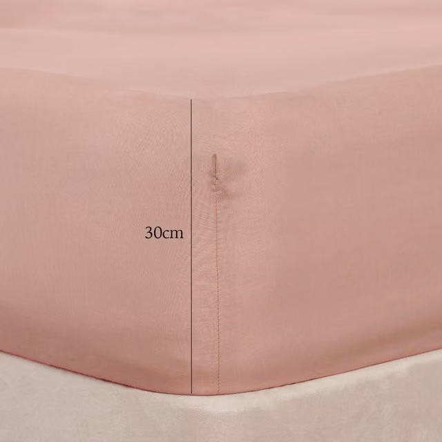 Brentfords Double Microfibre Deep Fitted Bed Sheet, Blush Pink, W: 140 cm x L: 200 cm