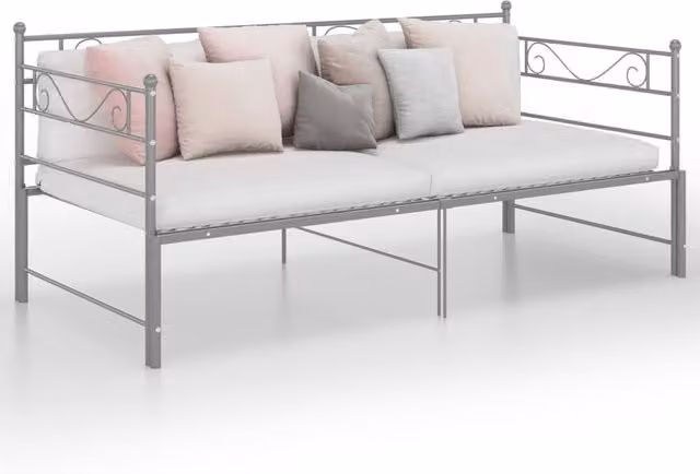 Berkfield Home Grey Metal Pull-out Sofa Bed Frame W: 90 cm, D: 200 cm