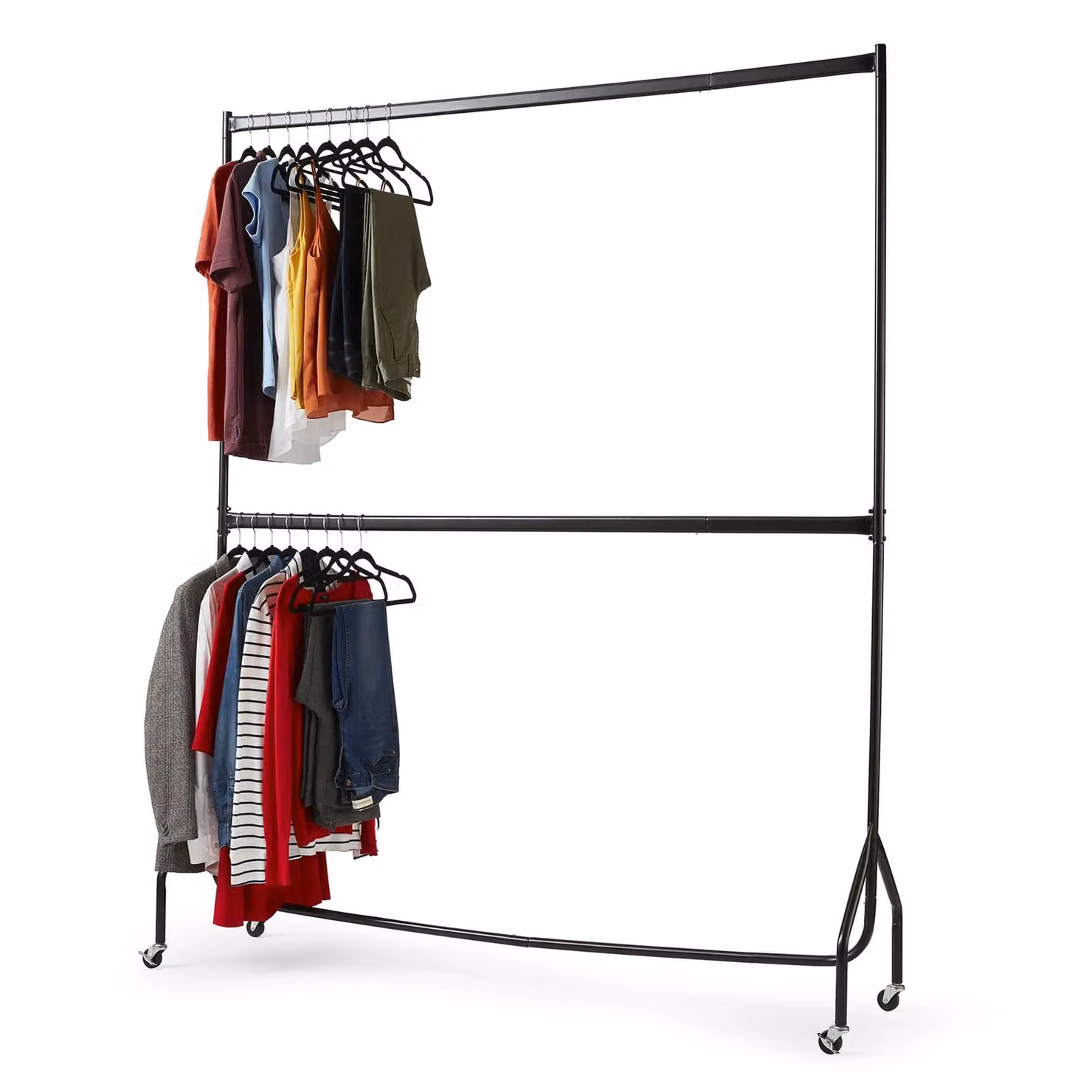 House of Home Heavy Duty Two Tier Clothes Rail Garment Hanging Rack in Matt Black – 2