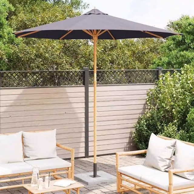 Berkfield Home Modern Cantilever Garden Parasol in Dark Grey with Bamboo Wood, W/D: 270 x 261 cm – 1
