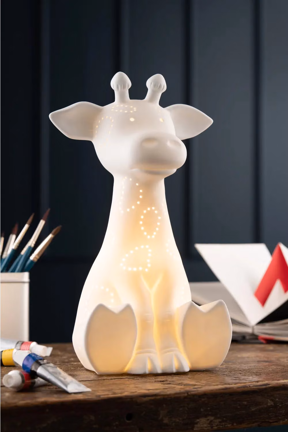 Belleek Living Giraffe Ceramic Tabletop Luminaire Lamp in White, Height: 30.48 cm – 2