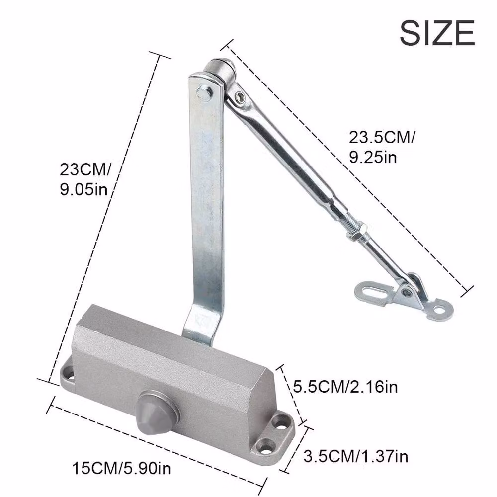 FLAVORA Fire Rated Overhead Door Closer for 40-65kg, Metallic Silver – 2