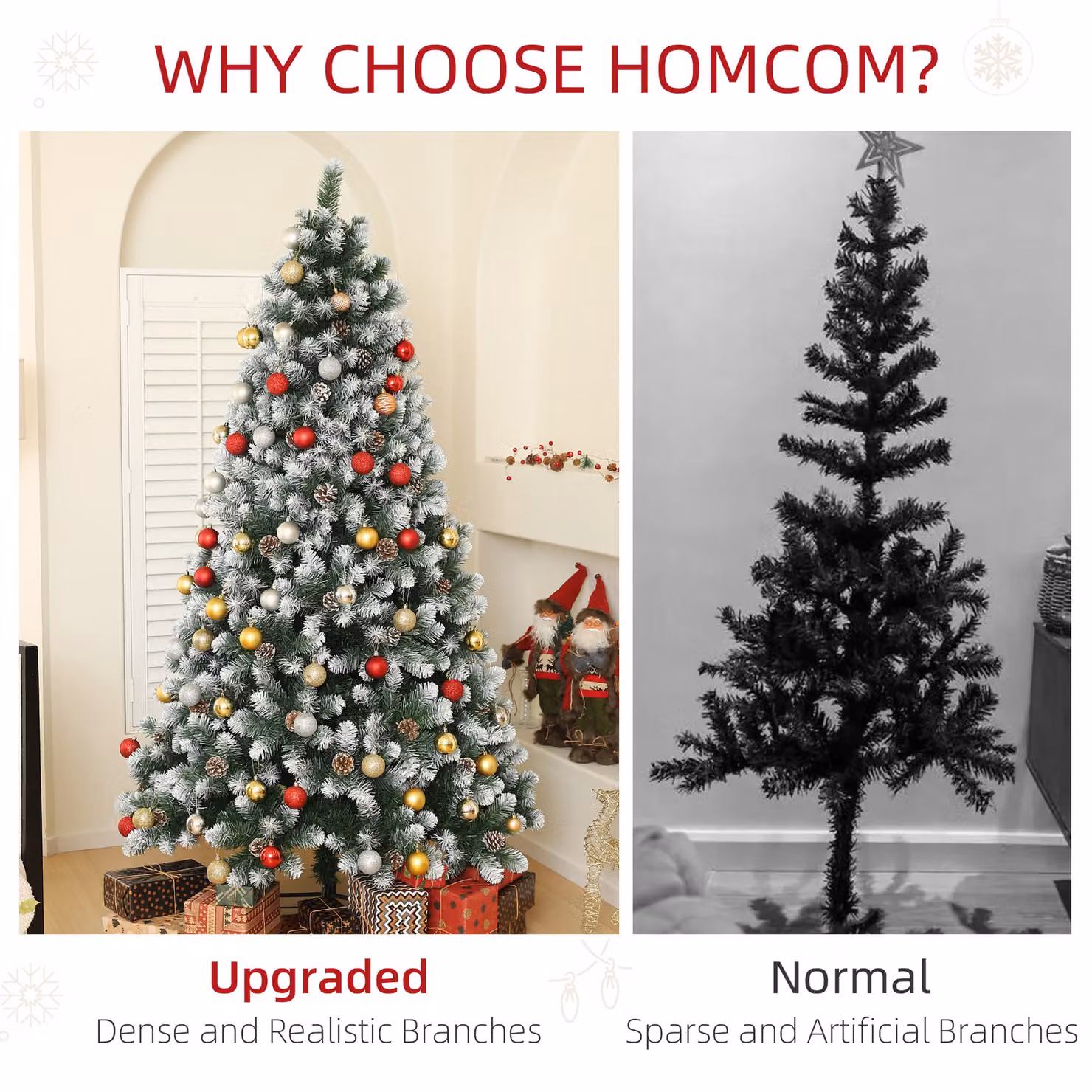 HOMCOM 7ft Artificial Pine Christmas Tree with 1152 Branch Tips, Realistic Hinged Design with Pinecones and Steel Base, Green – 5
