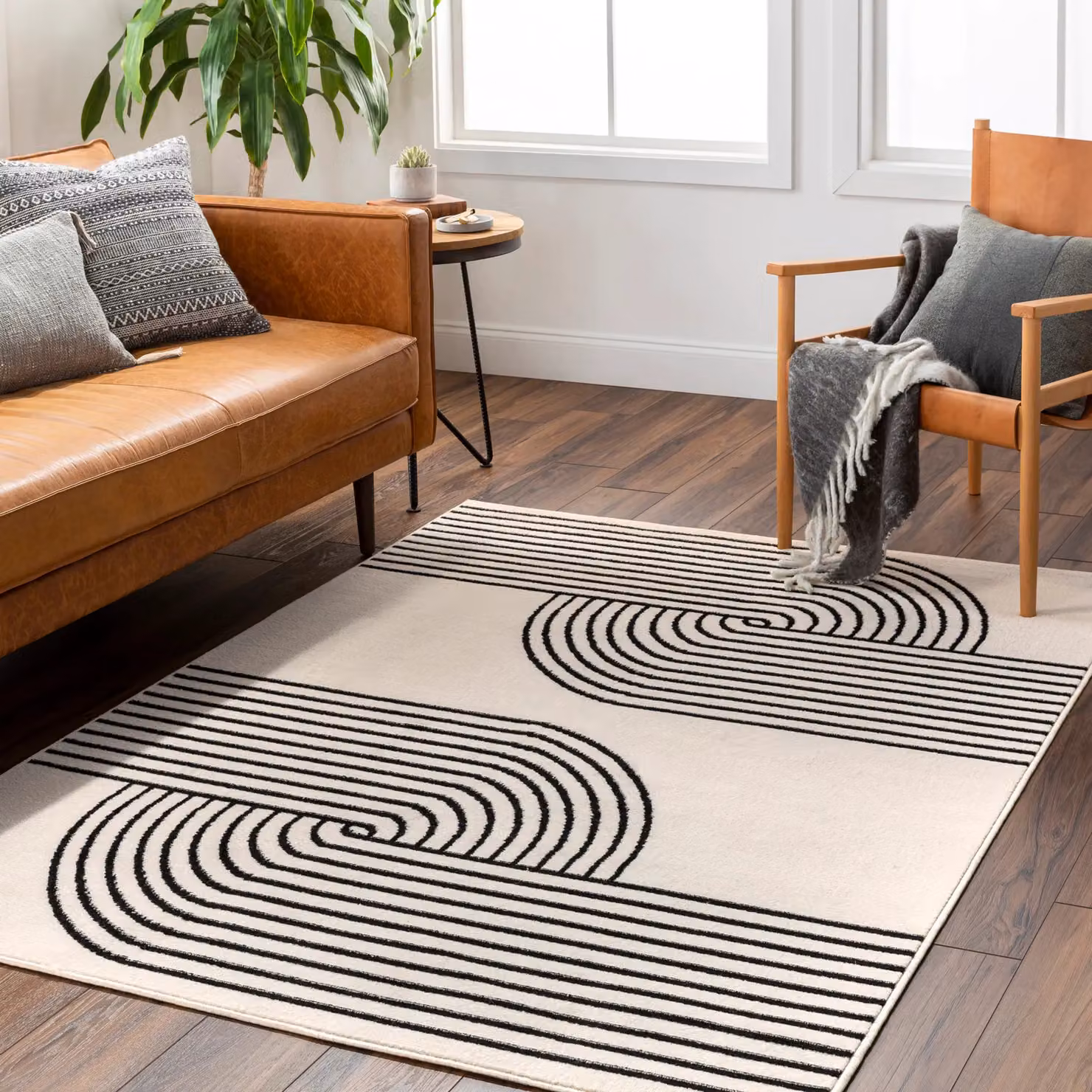 Livabliss Abstract Modern Rug in White, Black and Beige, W/D/H: 80 x 150 cm – 7