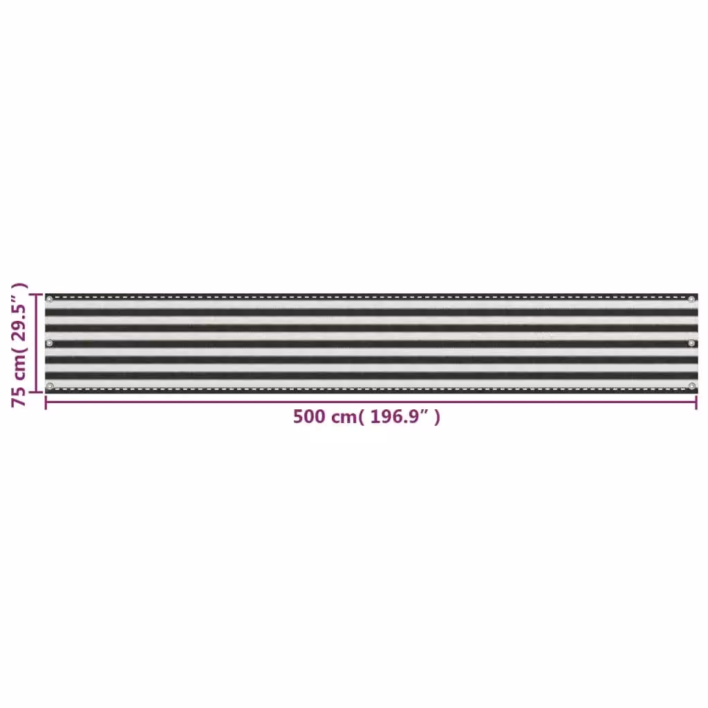 Berkfield Home HDPE Balcony Screen in Anthracite, White and Black, W: 75 cm, L: 500 cm – 4