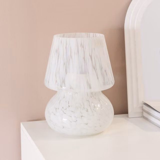 Beau White Glass Table Lamp
