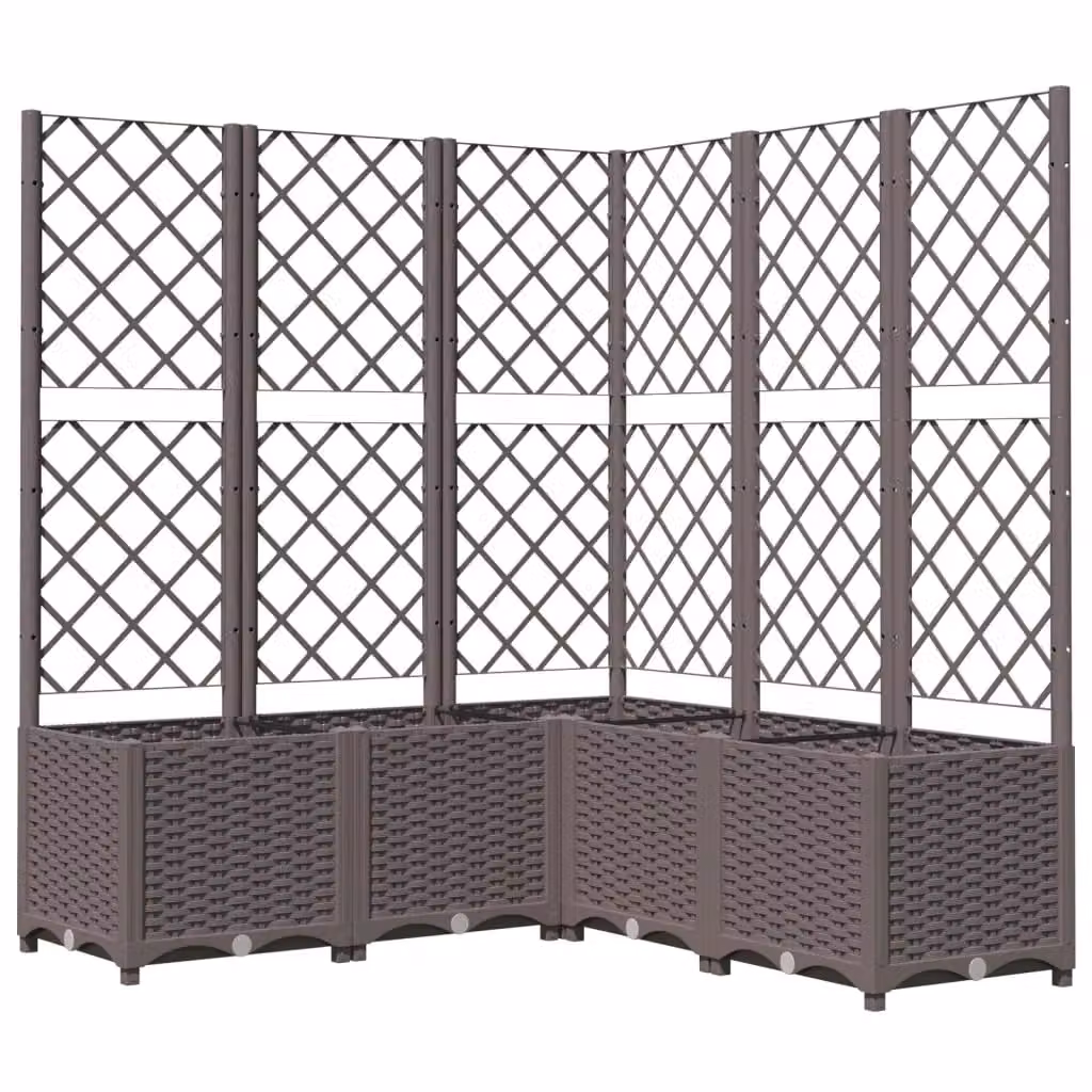 Berkfield Home Garden Planter with Trellis in Brown, W/D/H: 120 x 120 x 136 cm – 2