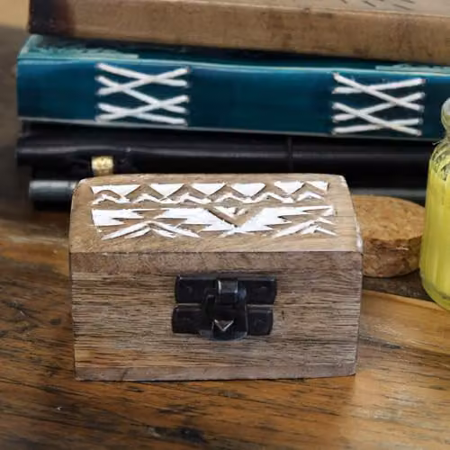 Ancient Wisdom Slavic Design Pill Box in White Washed Wood and Brown – 3
