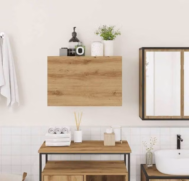 Berkfield Home Artisan Oak Decorative Bathroom Wall Cabinet in Brown, W/D/H: 60 x 25 x 40 cm