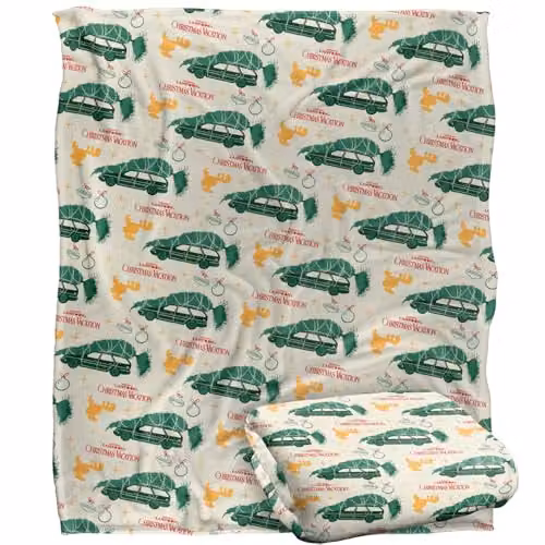 Warner Brothers Christmas Vacation Tree and Moose Pattern Soft Fleece Throw Blanket, Multicolour, W/D/H: 152 x 127 cm – 1