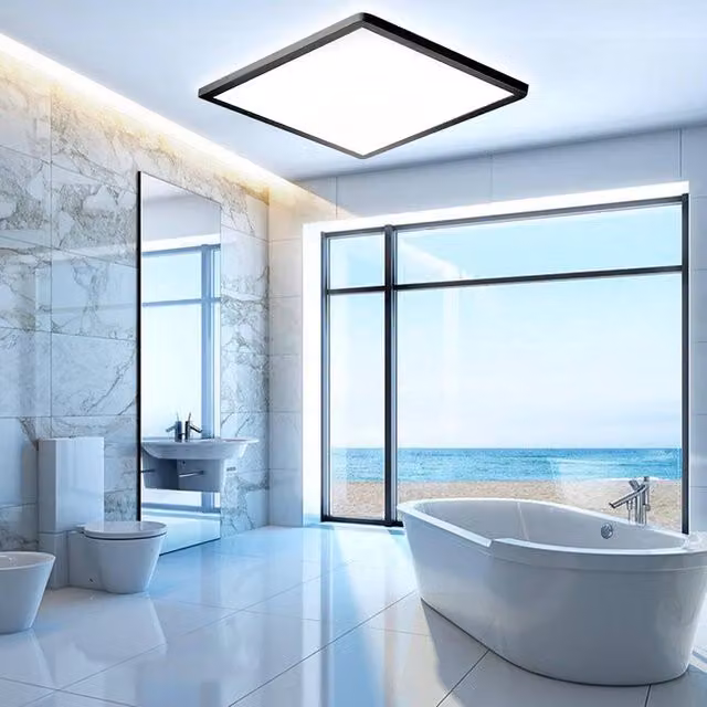 COMELY 36W LED Bathroom Ceiling Light in Black with 4500K Natural Light and IP44 Waterproof Rating