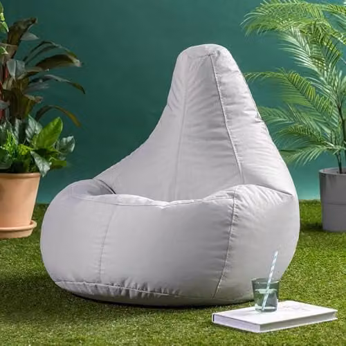 Bean Bag Bazaar 2 Pack of Grey Outdoor Bean Bags with Filling Included – 2