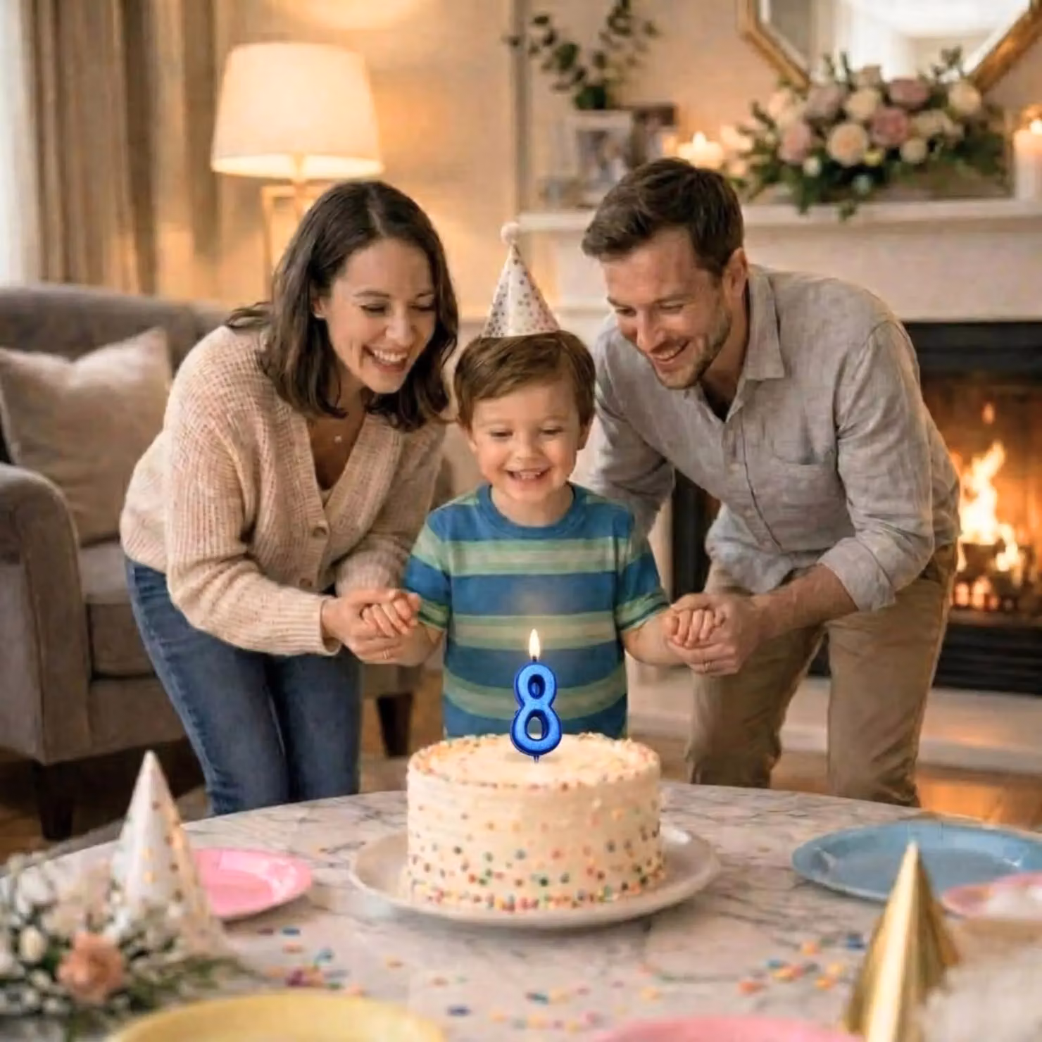 Shatchi Blue Number 8 Birthday Cake Topper Candle – 5