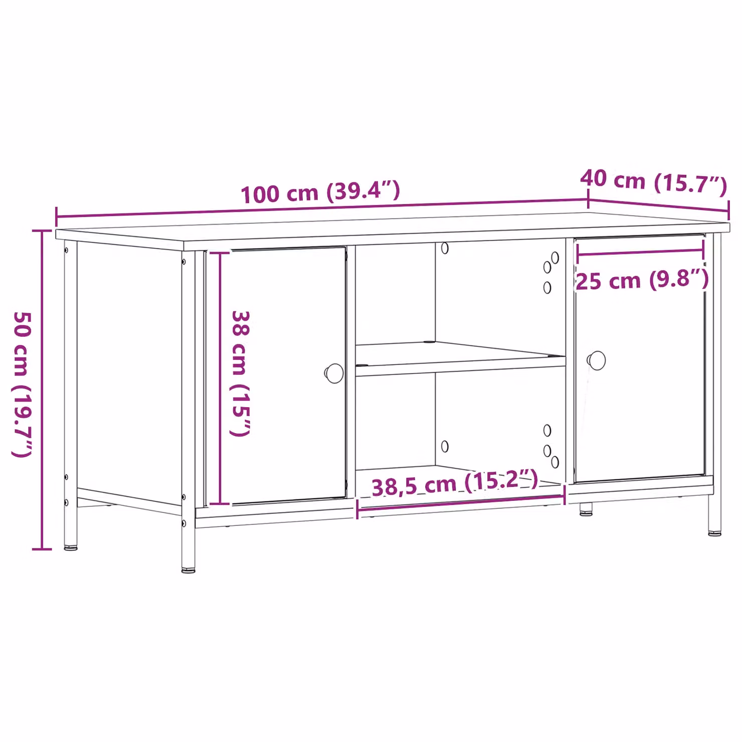 Berkfield Home Artisan Oak TV Cabinet in Brown with Steel Accents, W/D/H: 100 x 40 x 50 cm – 5