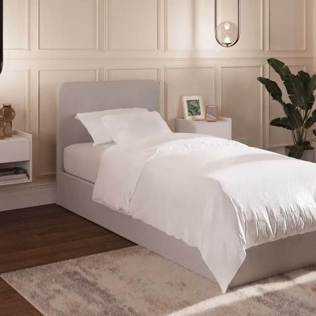 GFW Chiswick Grey Fabric Upholstered Ottoman Bed with Lift Up Base, 90 x 190 cm