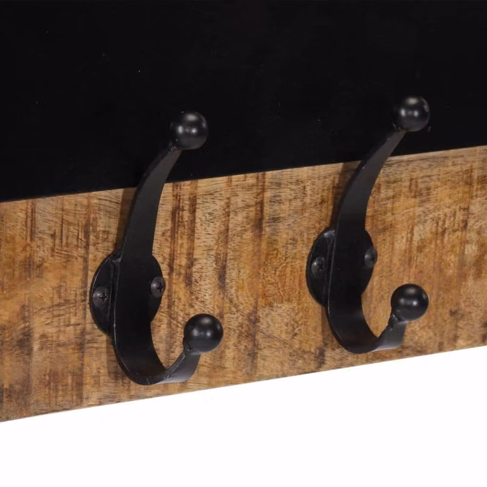 Berkfield Home Set of 2 Wall-mounted Mango Wood Coat Racks with 4 Hooks in Brown and Multicolour – 3