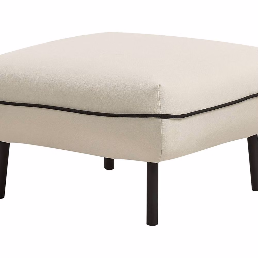 Wyld and Coco Square Ottoman Footstool in Light Beige with Black Edging – 2