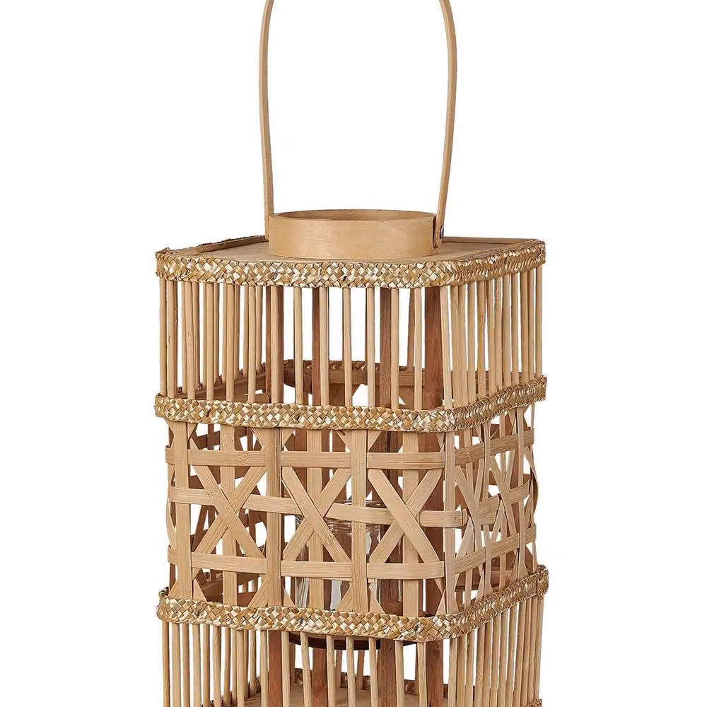 Wyld and Coco Brown Rectangular Glass Candle Holder Lantern, Height: 39 cm – 2