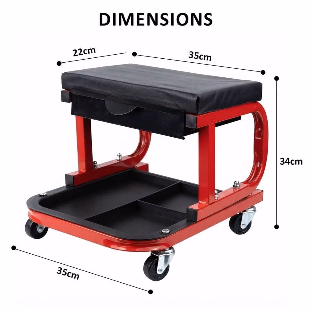 NESTLUNE Mechanics Padded Creeper Trolley Seat in Red – 2